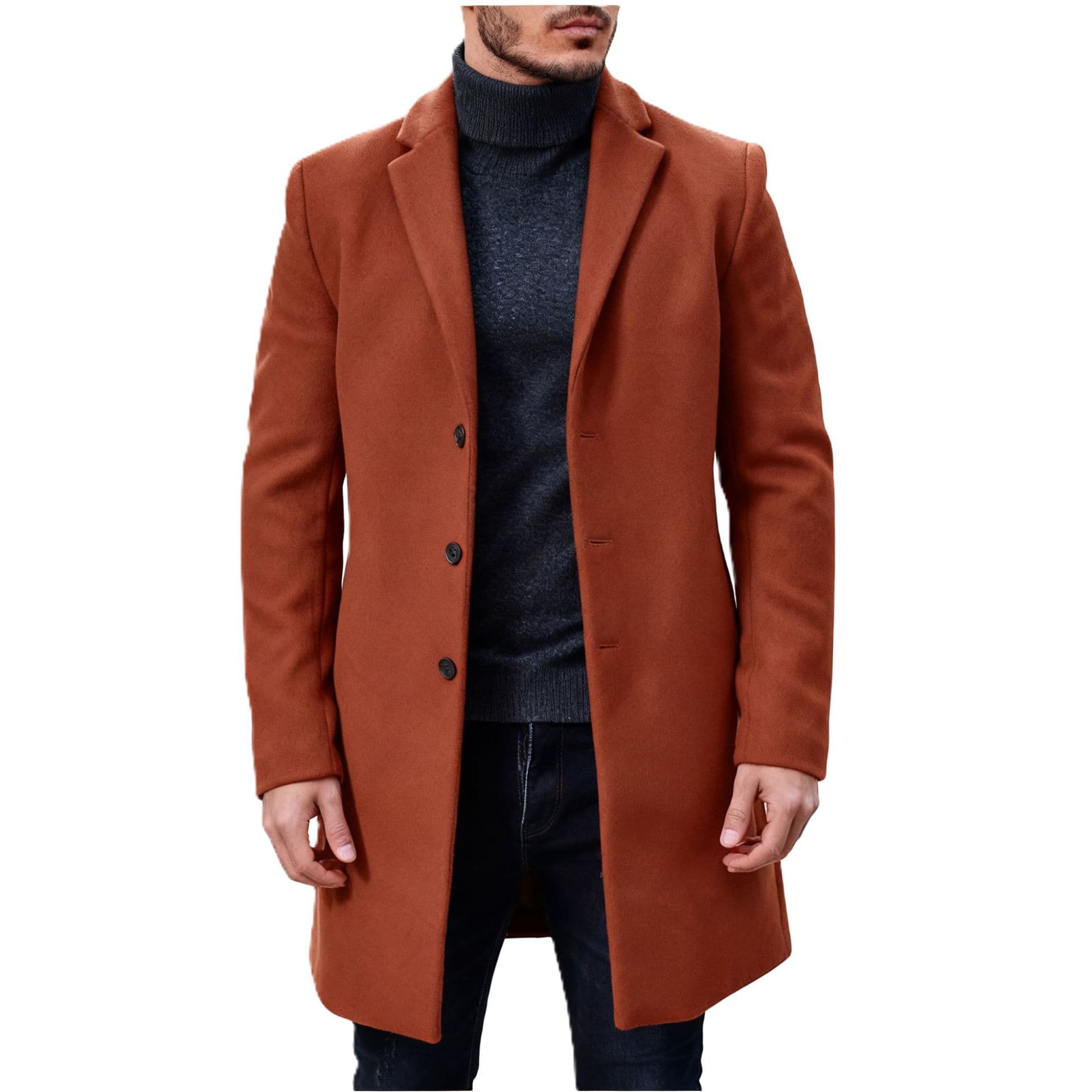 European size spot foreign trade men's autumn and winter thickened coat British style mid-length coat multi-color multi-code men's windbreaker