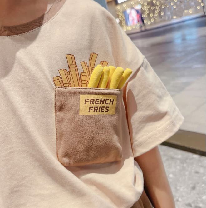 French Fries Family Matching Outfits for Baby, Family of Three or Four, 2026 Parent-Child Summer Short-Sleeve Fashion for Mother and Daughter, Mother and Son