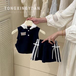 Girls Summer Set 2025 New Children's Sleeveless Casual Korean Style Two-Piece Set 1-5 Baby Shorts Two-Piece Set