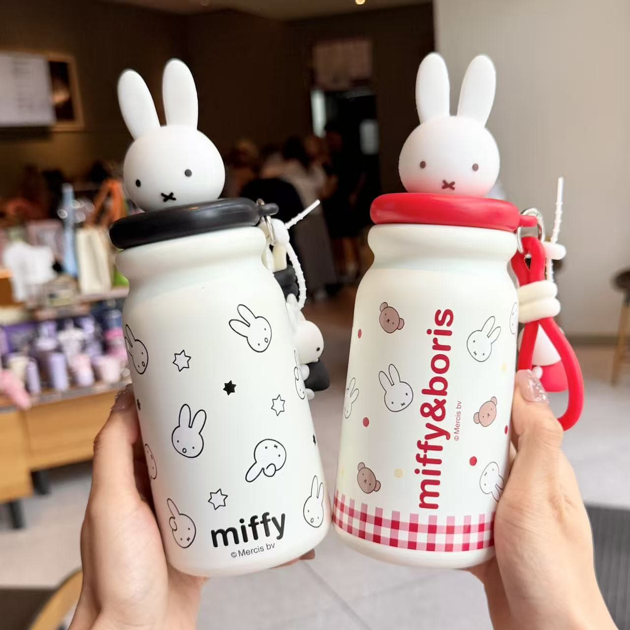 Miffy thermos cup genuine female high-looking cold cup new tea straw water cup school portable milk cup