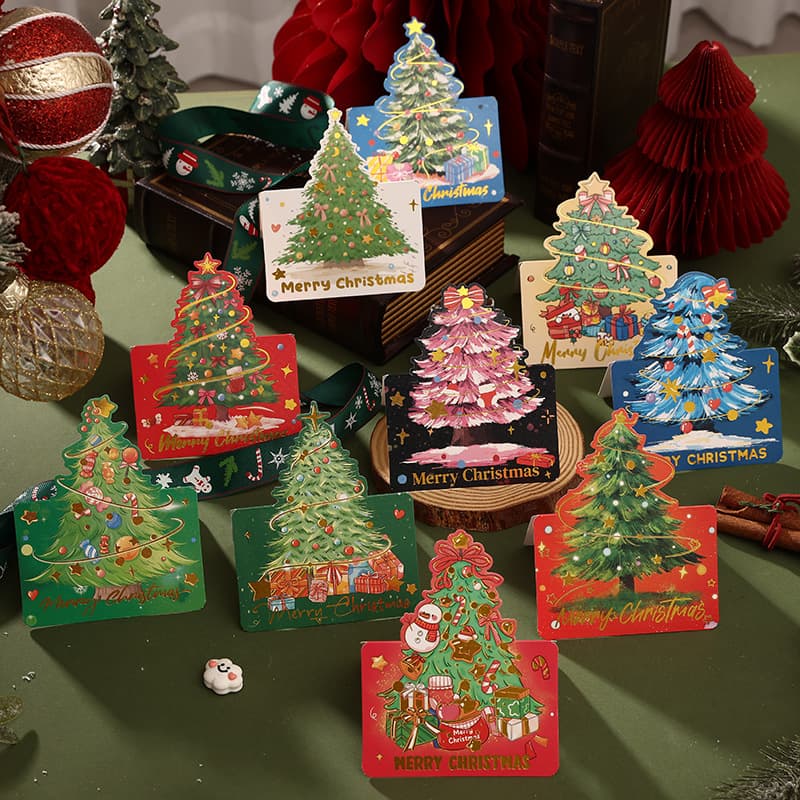 Christmas tree hot stamping greeting card flower shop baking foreign trade gift small card manufacturer wholesale message card