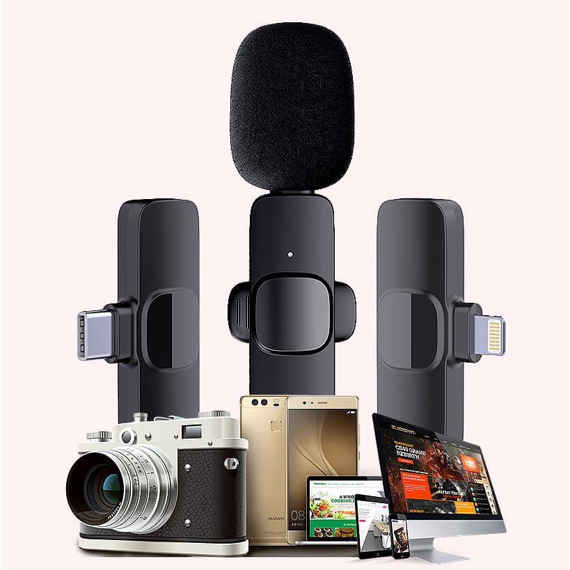 K9 Dual-Mic Ultra-Hot Wireless Live Broadcast Microphone Lavalier Anchor Plug and Play 360° Pickup Wireless Lavalier Microphone