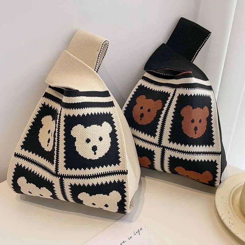 Children's Day Thickened Knitted Bag Women's Handbag Cartoon Animal Vest Bag Versatile Tote Bag Ready Stock Knitted Bag
