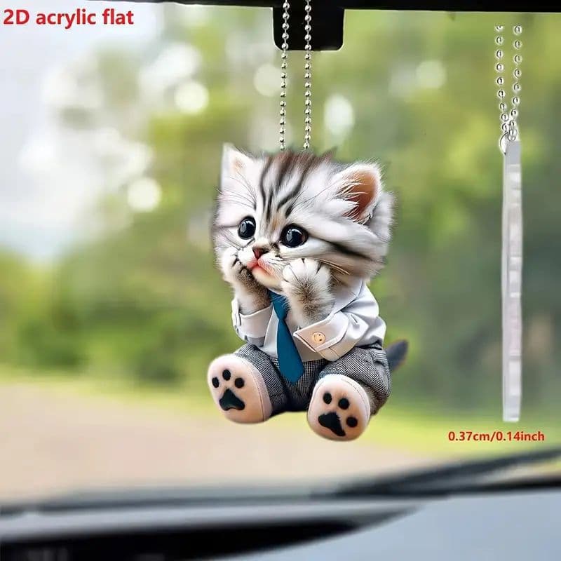 New Cross-Border 2D Acrylic Pendant Couple Cat 2D Car Interior Decoration Backpack Keychain Pendant