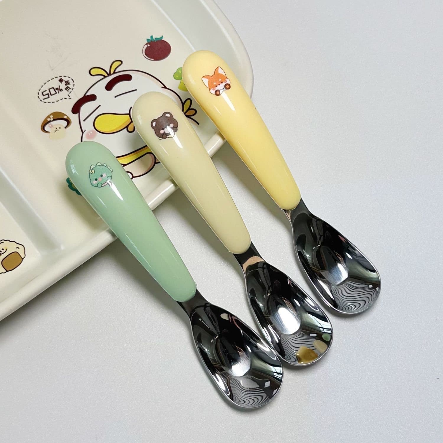 316 Stainless Steel Ingot Spoon Children's Utensils Baby Feeding Spoon Kindergarten Household Eating Out Portable Spoon