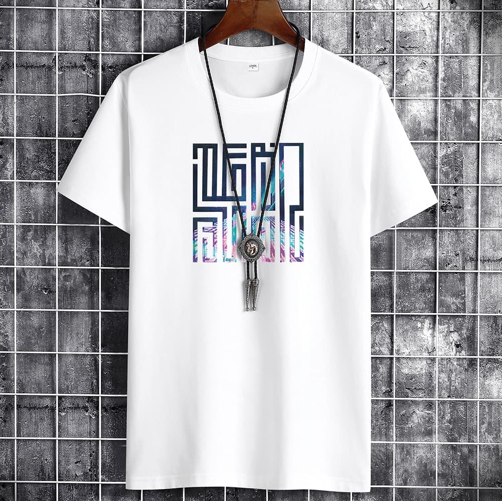Men Short Sleeve T-Shirt Inner Wear Loose Clothes Summer Trendy Solid White Half Sleeve Tee Big Size Men 8060
