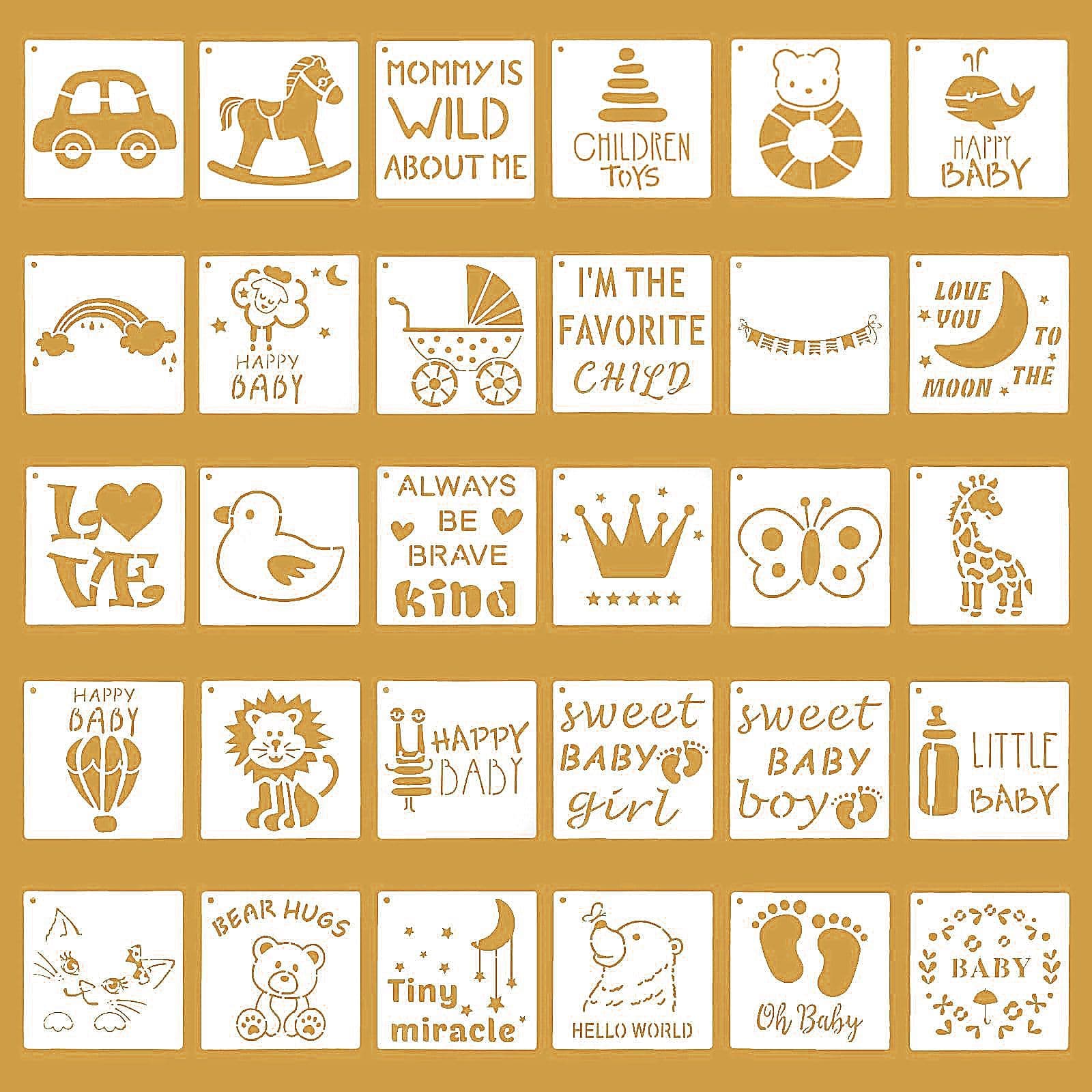 White PET Hollow Stencil Painting Template DIY Handwritten Report Template Card Rubbing Mold Set