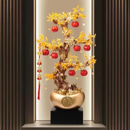 Persimmon Blessing Ornament Floor Decoration for Entryway Living Room Money Tree Large Decor Housewarming Gift