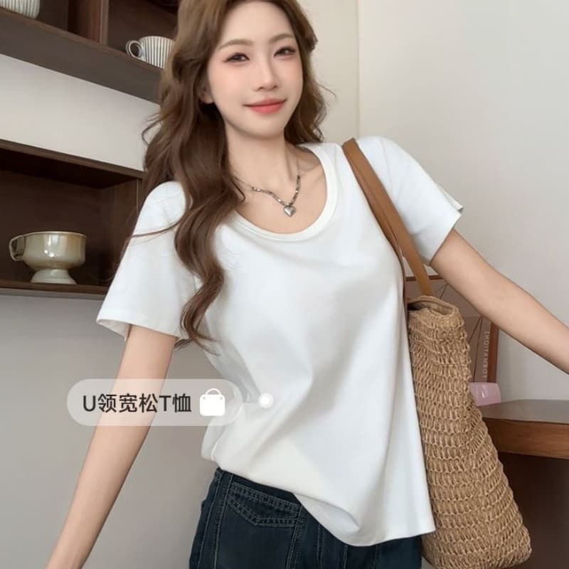White Short Sleeve T-Shirt for Women Summer 2026 New Relaxed Fit Versatile Base Layer Loose Cotton Top New Ins Style