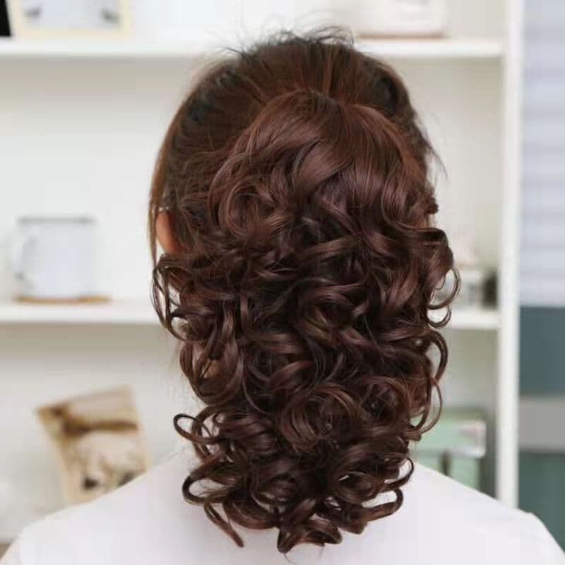 Realistic Short Curly Ponytail Wig for Women, Ponytail Hairpiece with Ties, Pear Blossom Curl Big Wave Short Curly Ponytail