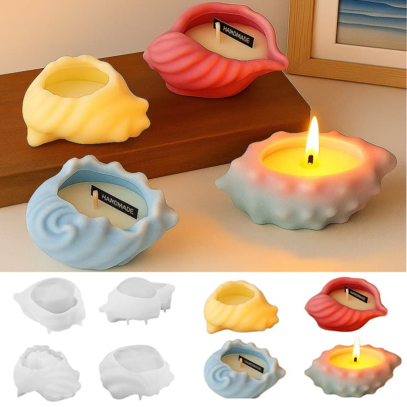 Caifu Cross-border DIY Conch Shell Ornament Silicone Mold Cement Aromatherapy Candle Cup Silicone Ocean Style Home Decor