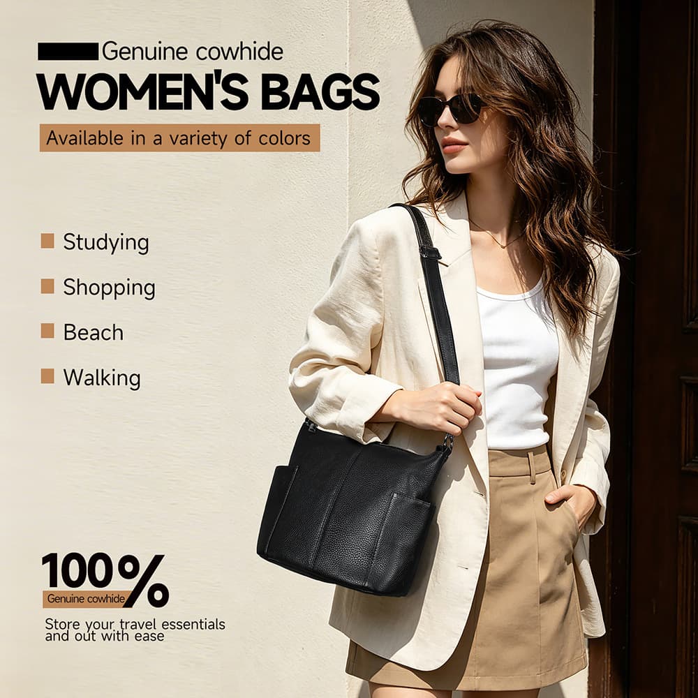 Cross-border Casual Versatile Commuter Shoulder Tote Bag Genuine Leather Large Capacity Crossbody Bag shoulder tote bag