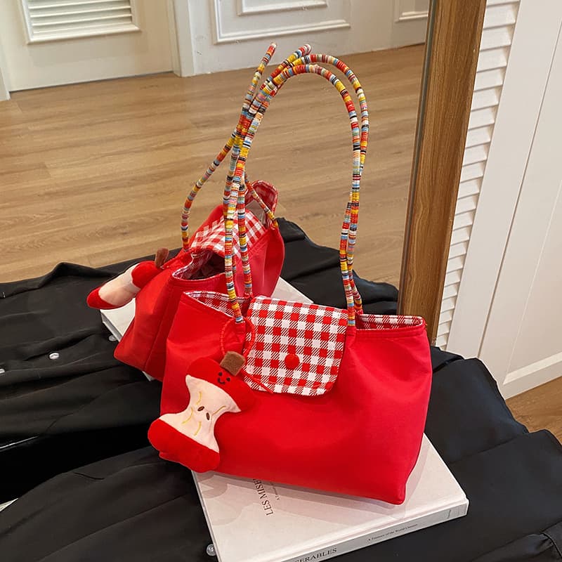 Women's Commute Tote Underarm Bag Black Plaid Color-Block Small Shoulder Bag Handheld Small Storage Bag Cute Plaid