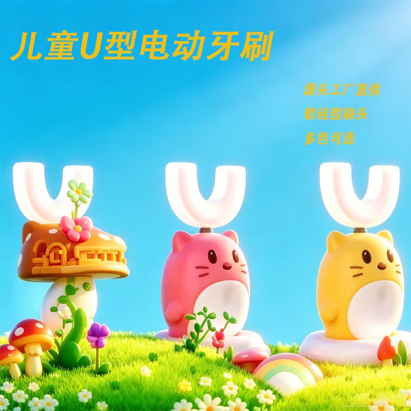 Electric Toothbrush for Kids U-Shape Rechargeable Smart Sonic Automatic Cute Cartoon Brushing Tool Lazy Home Use