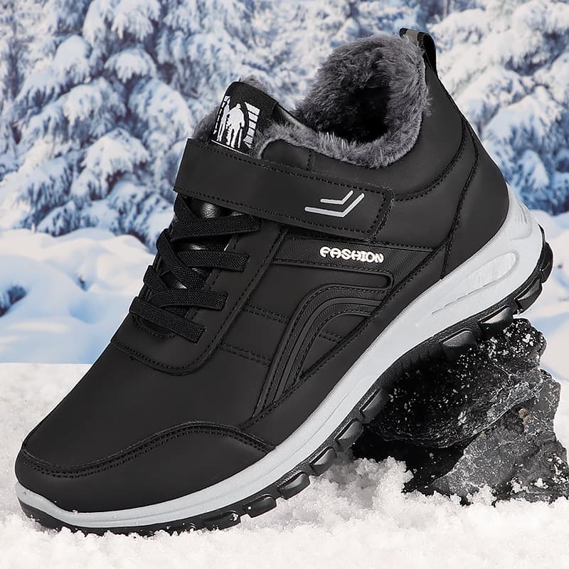 Thickened Fluffy Winter Boots Men's Beijing Cotton Shoes Warm Lined Traditional Chinese Style Round Toe Snow Boots Leisure Footwear