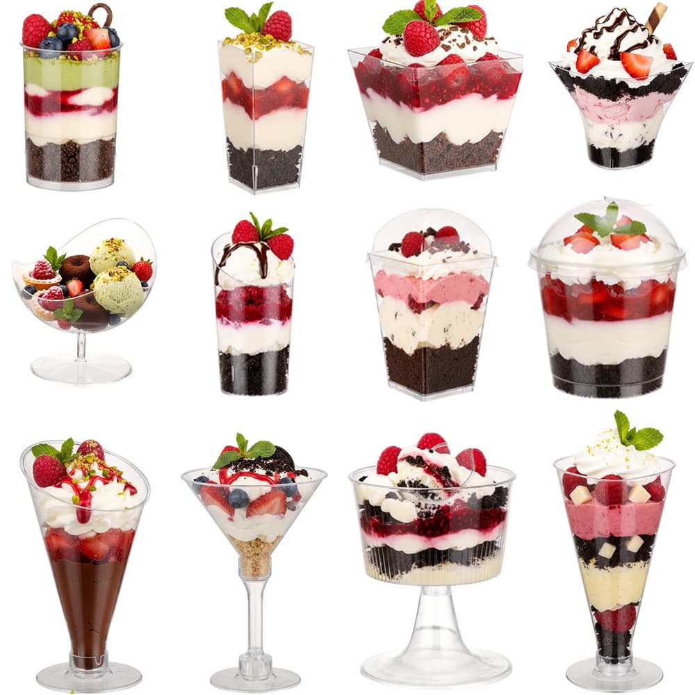Disposable Transparent Cup Mousse Cup Dessert Table Cocktail Glass Packaging Plastic Champagne Glass Creative Flower Cup