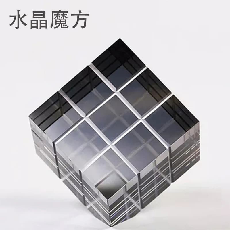 Modern Minimalist Transparent Geometric Square Crystal Cube Decoration for Showroom and Sales Office Soft Furnishings