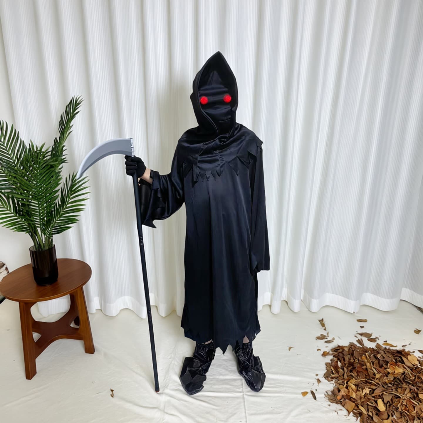 New Children's Halloween Cosplay Grim Reaper Costume Cross-Border Cosplay Light-Up Glasses Outfit Stage Performance Costume