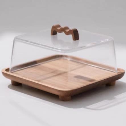 Cake Plate Table Appetizer Tray Serving Plate with Acrylic Lid Cake Display Plate Multifunctional Pastry Dessert