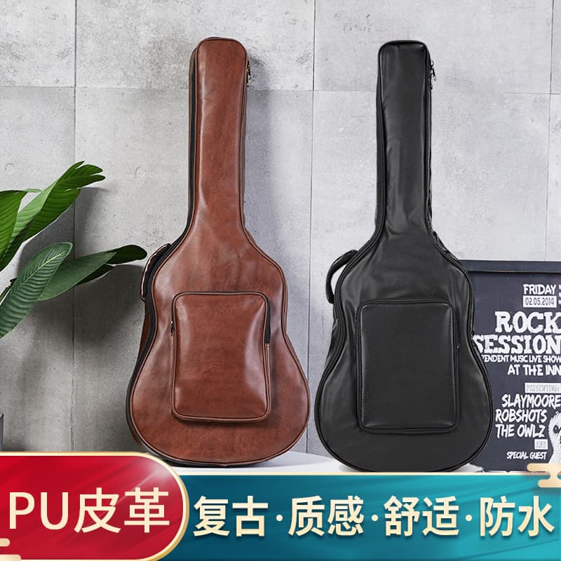 Folk Guitar Bag 41 Inch Guitar Leather Bag Thickened Double Shoulder Waterproof Wood Guitar Bag 40 Inch Guitar Bag Accessories