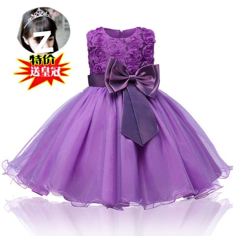 Flower girl dress little girl 2025 new children's clothing birthday girl princess dress rose flower Liuyi fluffy dress