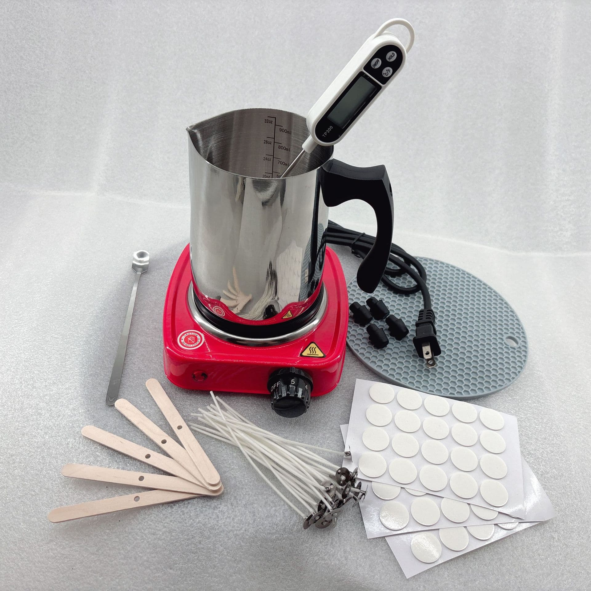 Make Aromatherapy Soy Wax Flakes Soy Candle Material Tool Kit Electric Wax Melter, Thermometer Wick