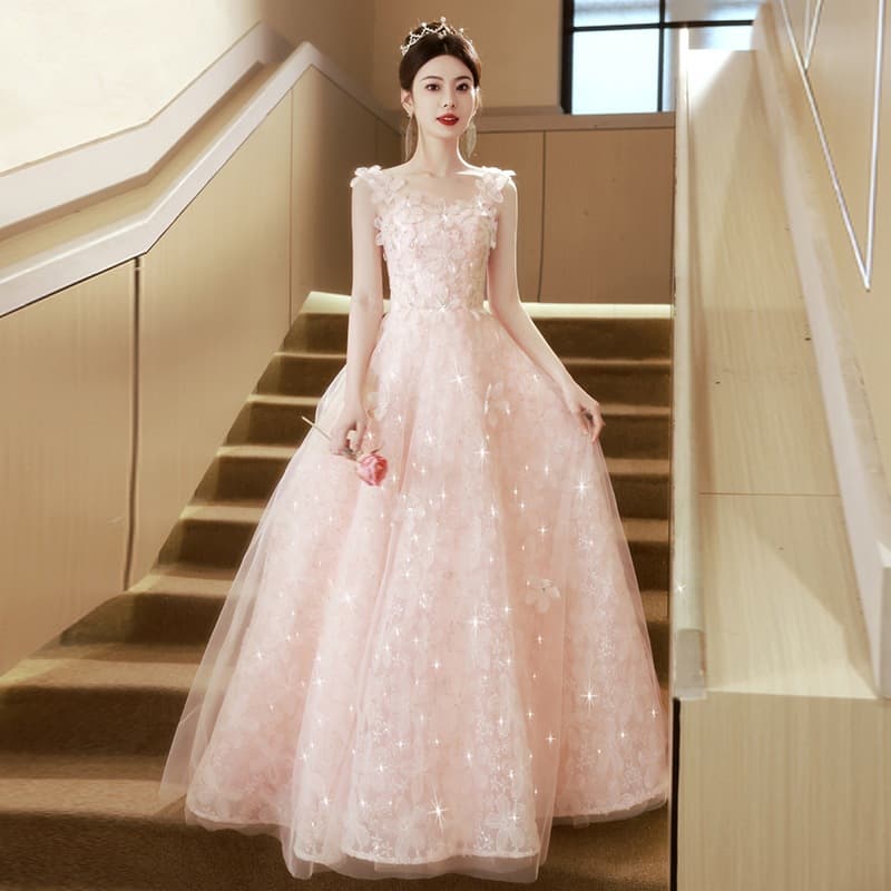 Forest Floral Evening Dress Engagement Wedding Toast Dress Student Graduation Gown Long One-Shoulder Banquet Dress