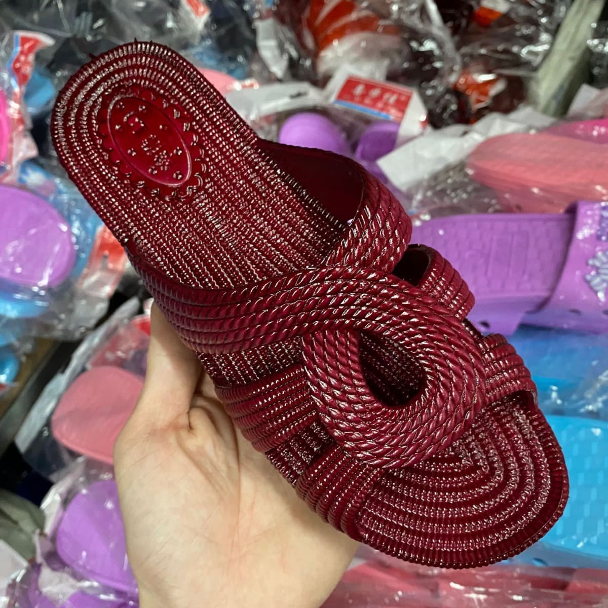 Chaotai 122 Oil-Resistant Slippers, Women's Shoes for Elderly Women, Grandma's Shoes, Figure-Eight Shaped One-Piece Flat-Soled Slip-On Shoes for Grandma