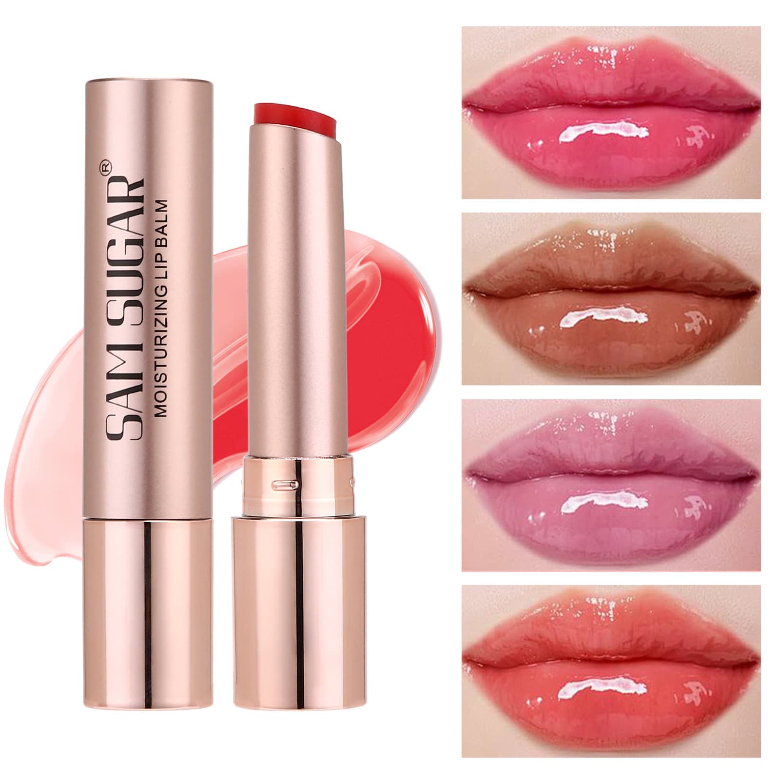 SAM SUGAR Hyaluronic Acid Moisturizing Lipstick, Anti-Cracking, Hydrating, Fading Lip Lines, Tinted Lip Balm, Cross-Border Cosmetics