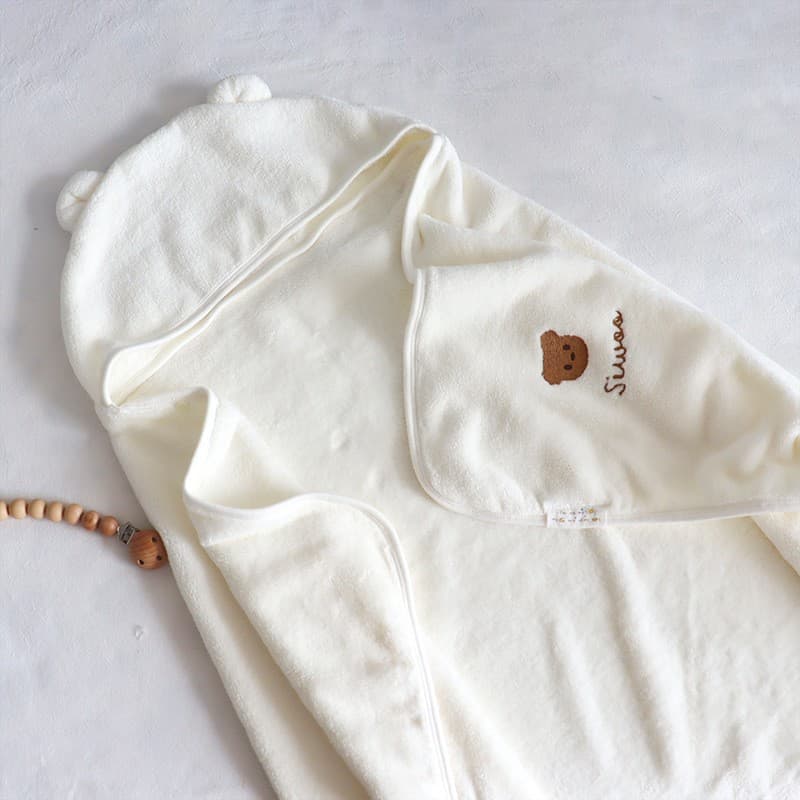 Embroidery Newborn Quick-Dry Hooded Bath Towel, Coral Fleece Baby Towel with Hood, Absorbent Hooded Baby Towel