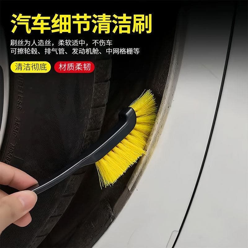 Car Detailing Wheel Brush Long Handle Hard Bristle Fiber Steel Rim Motorcycle Cleaning Tool