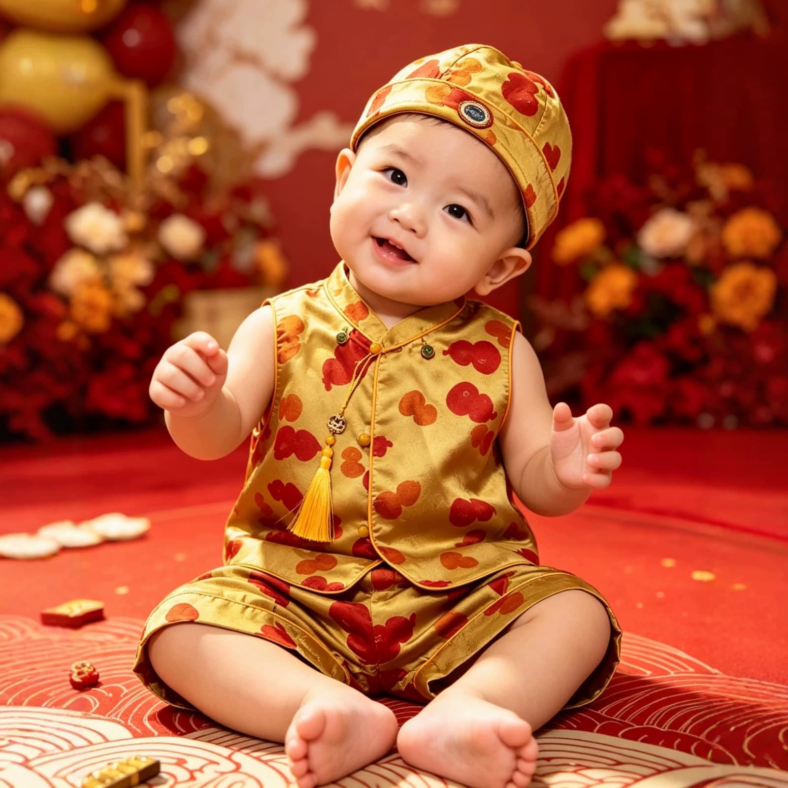Baby Boy's First Birthday Outfit, New Chinese-Style Tang Suit for 100 Days, One-Year-Old, Summer Thin