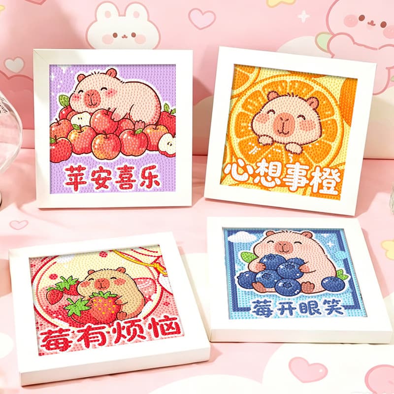 Cute Cat Diamond Stickers Children's DIY Craft Kit Diamond Painting Framed Art Wholesale