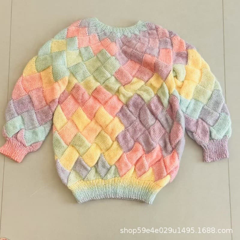 Heavy-duty handcrafted "Dream" sweater, custom hand-knitted with needles, finished product.