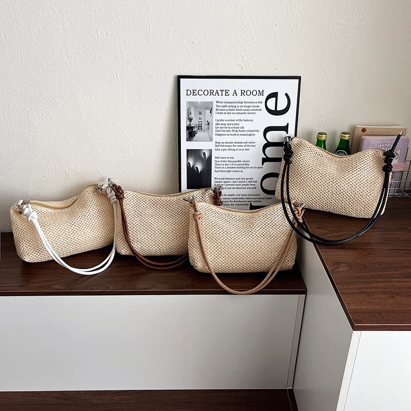 Woven bags for women 2026 new trendy fashion retro tote bags straw bags versatile large capacity shoulder bags cross-border
