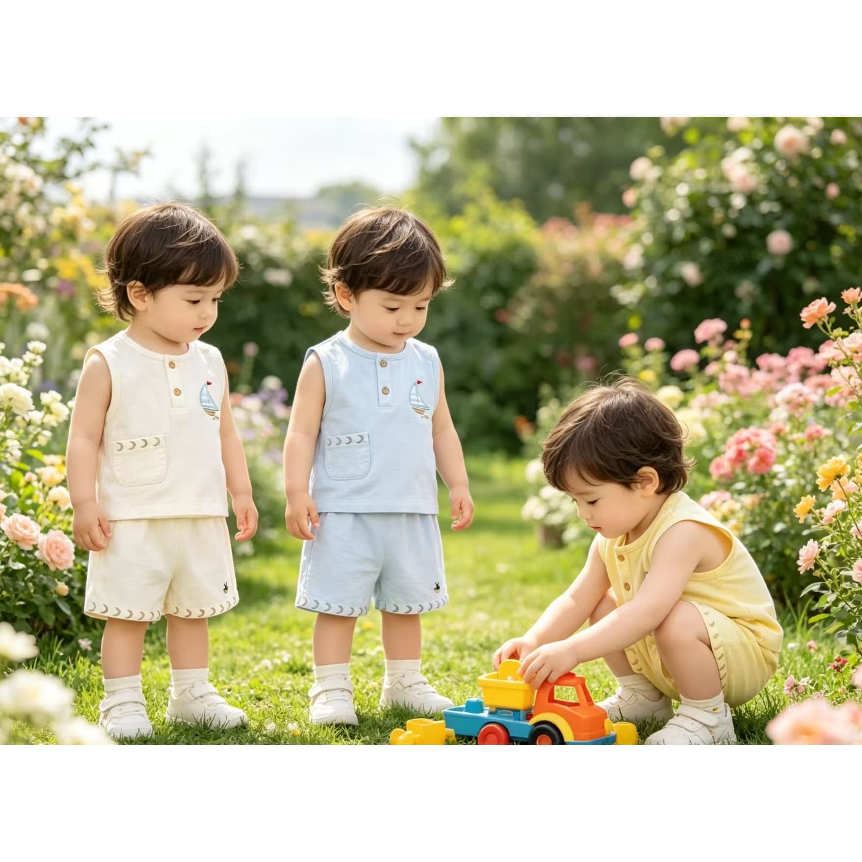 Baby summer suit solid color thin breathable male and female baby summer clothes children's short-sleeved shorts two-piece set summer