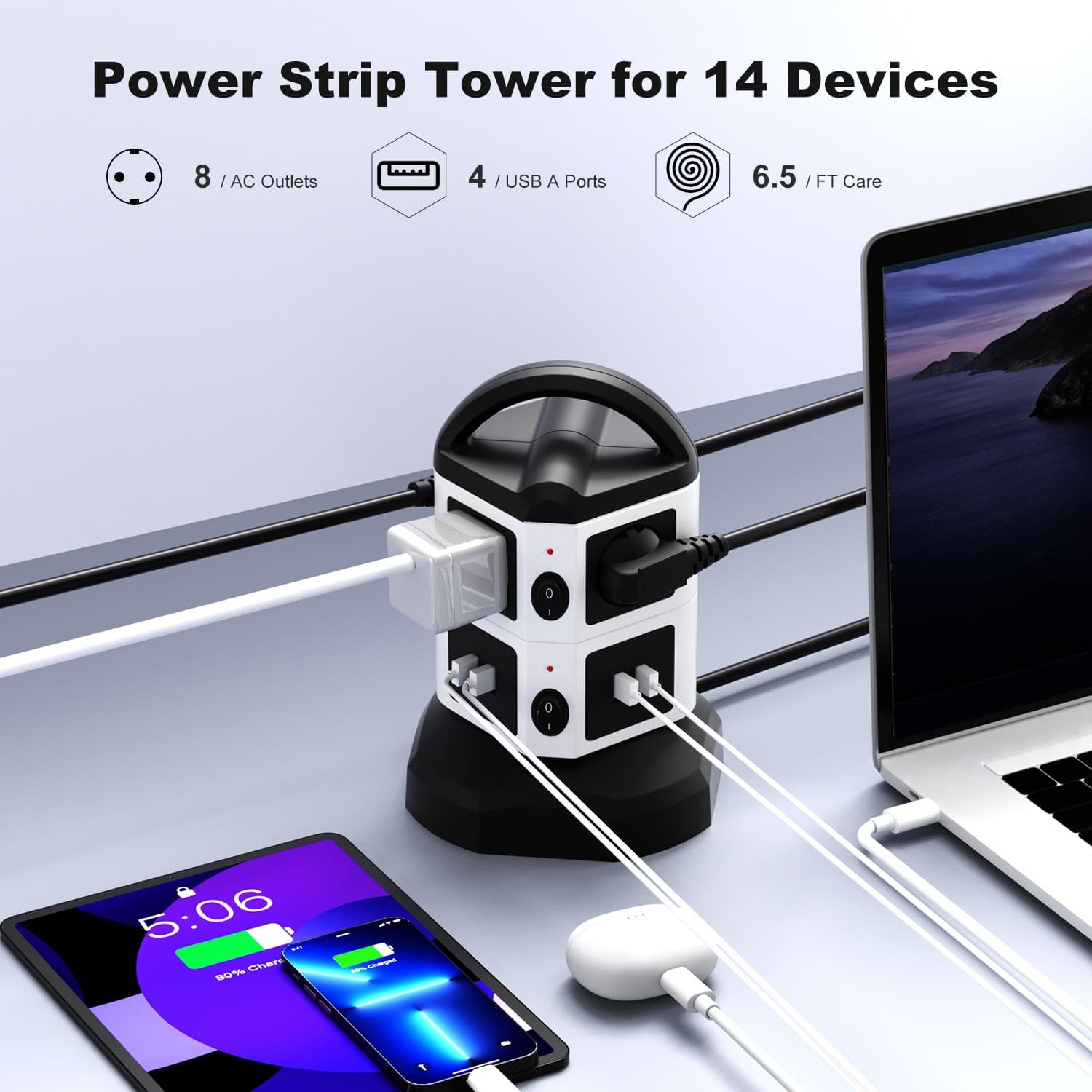 Middle East Indonesia Russia European Standard Multi-function Tower Multi-layer Socket One-to-Many USB Charging Power Strip Extension Cord