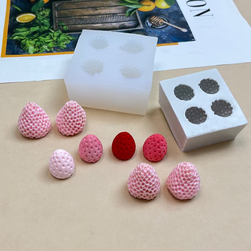 Strawberry Set New 3D Squeeze Silicone Chocolate Fondant Mold Fruit DIY Soap Candle Mold