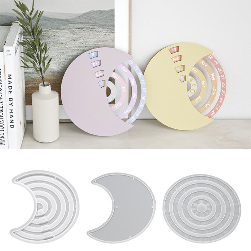 DIY Calendar Monthly Planner Timer Silicone Mold, Aromatherapy Gypsum Home Decor Ornaments Resin Mold