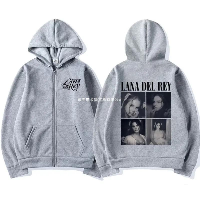 Vintage Lana Del Rey Zip Hoodie for Men and Women New Music Album Sweatshirt Oversized Loose Fit
