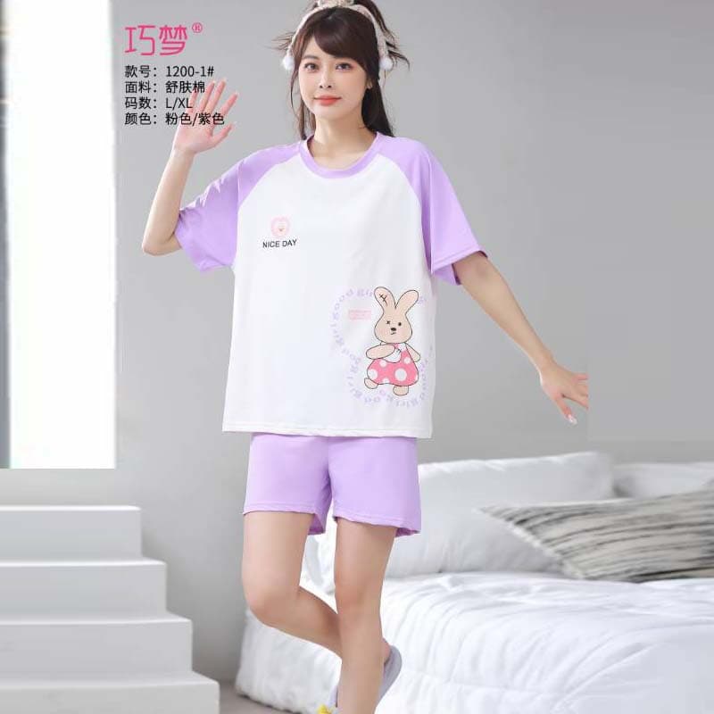 Meixin skin-friendly imitation cotton pajamas double short set women's 2026 new non-pilling pullover short-sleeved shorts home clothes