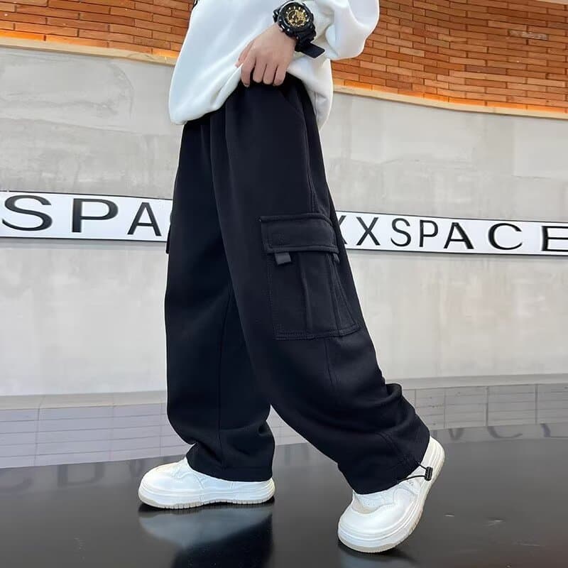 Boys' Casual Sports Workwear Trousers Spring Autumn Winter Fashionable Korean Style Long Cotton Pants for Big Boys