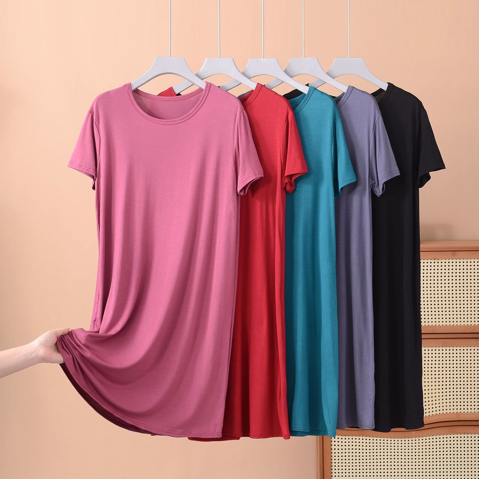 Summer new Youcosi round-neck short-sleeve dress, thin plus-size casual home dress, casual simple nightdress