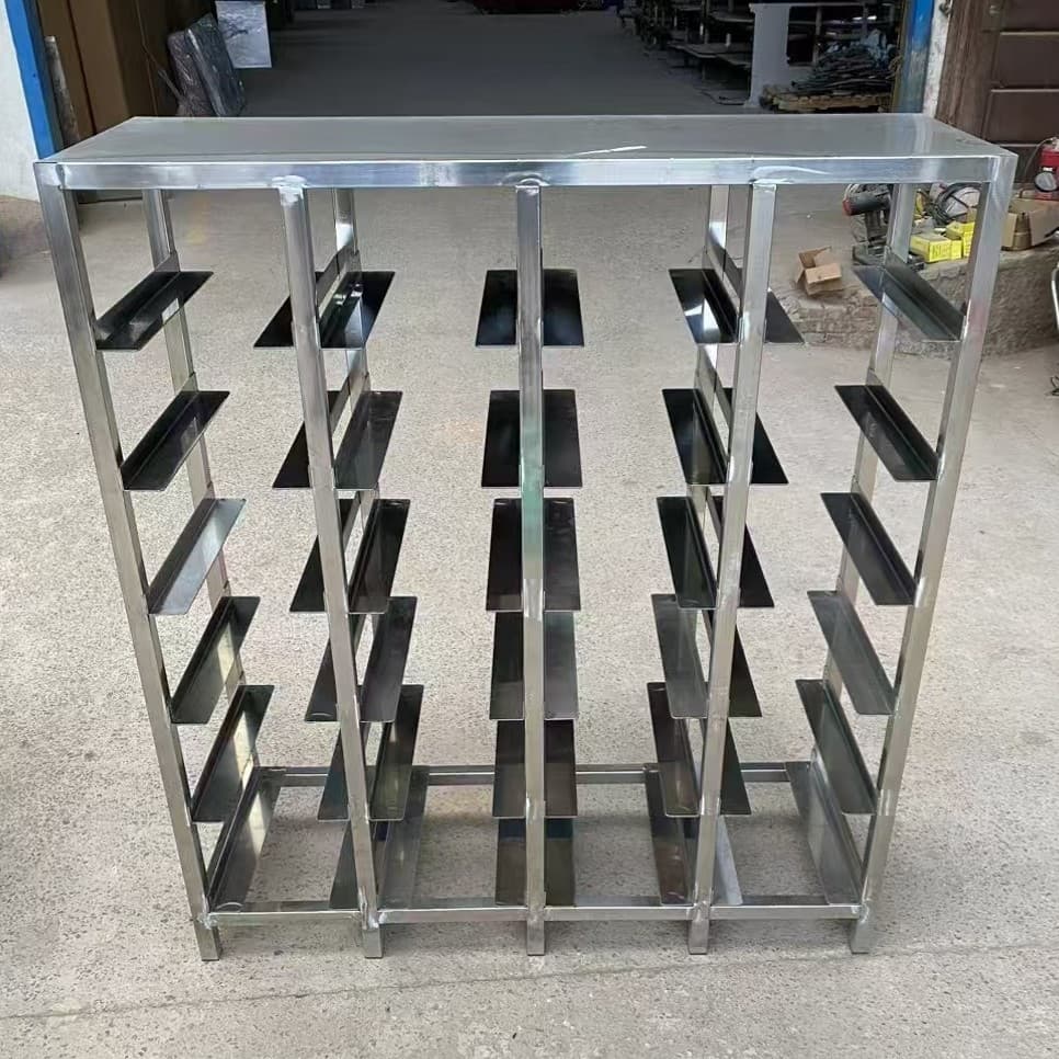 All-Stainless Steel Multi-Layer Tray Rack, High-End Grill Station, Workshop Baking Rack with Movable Cart for Industrial Ovens