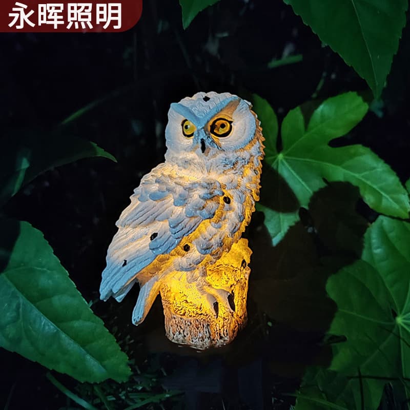 Cross-border Solar Resin Owl LED Light Outdoor Simulated Animal Lawn Spike Decoration Landscape Lamp