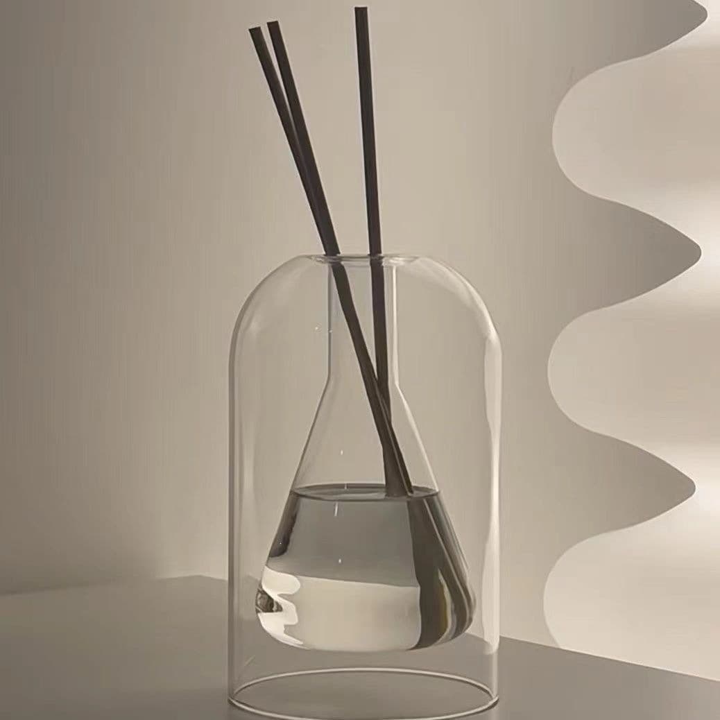 Ins Style Unscented Aromatherapy Empty Bottle, Flameless Reed Diffuser, Japanese Vase, Indoor Essential Oil Bottle, Long-Lasting Scent Diffuser Wood Set