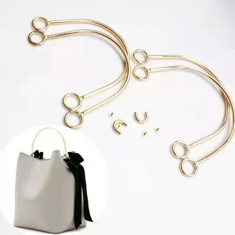 Hardware accessories included U-shaped handle, die-cast decorative large handle for women's bags, light gold metal handle in stock
