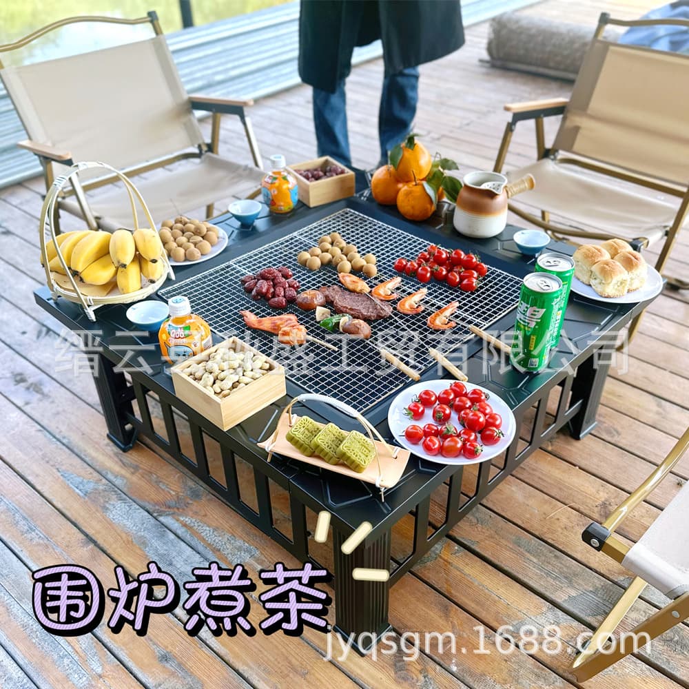 Multifunctional outdoor garden charcoal heater/fireplace stove/courtyard bonfire set, tea-making table, barbecue grill, outdoor garden charcoal heater/fireplace