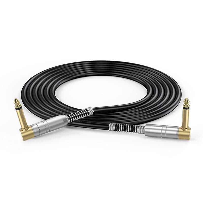 ODM 6.35TS Guitar Audio Cable Copper Conductor PVC Jacket with Spring Ring Speaker Mixer Audio Cable