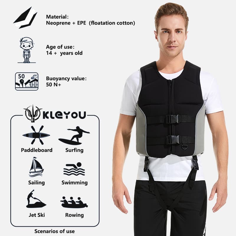 KLEYOU High Buoyancy Life Jacket, Adult Life Jacket Vest, Sports Swimming, Fishing, Lifesaving, Flood Control, Surfing, Rescue